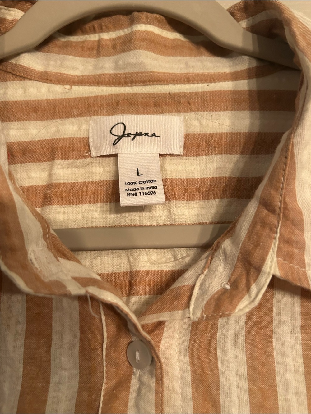 Japan white and Beige Striped Short-Sleeve Button Crop Shirt and Shorts - Picture 4 of 5